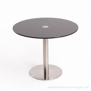 Glass table made of stainless steel and tempering glass